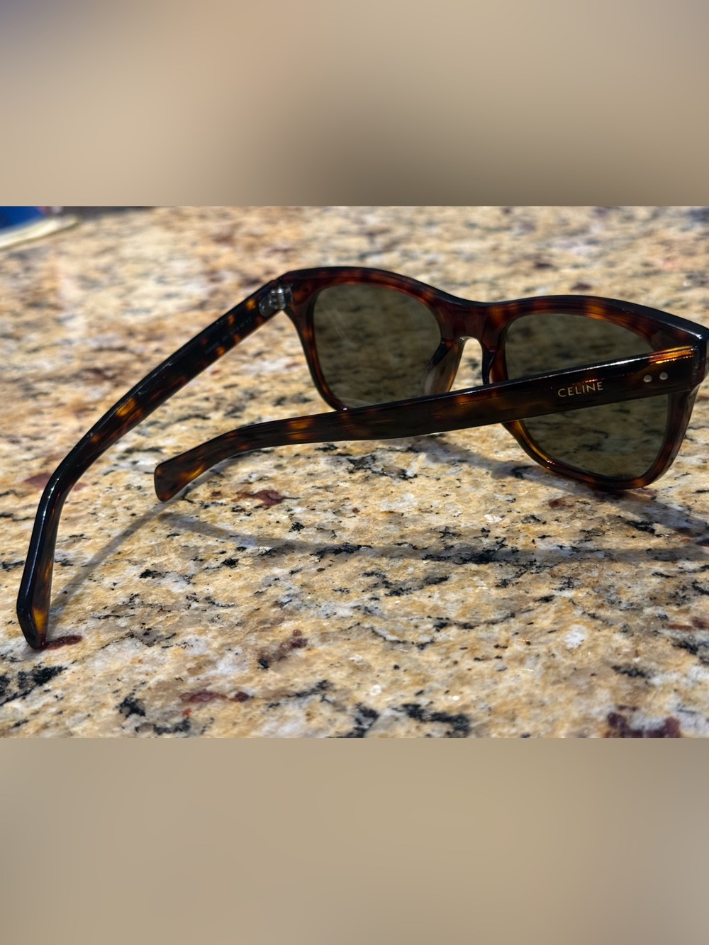 Celine Tortoiseshell Acetate Sunglasses with Dark Lenses - Picture 2 of 5